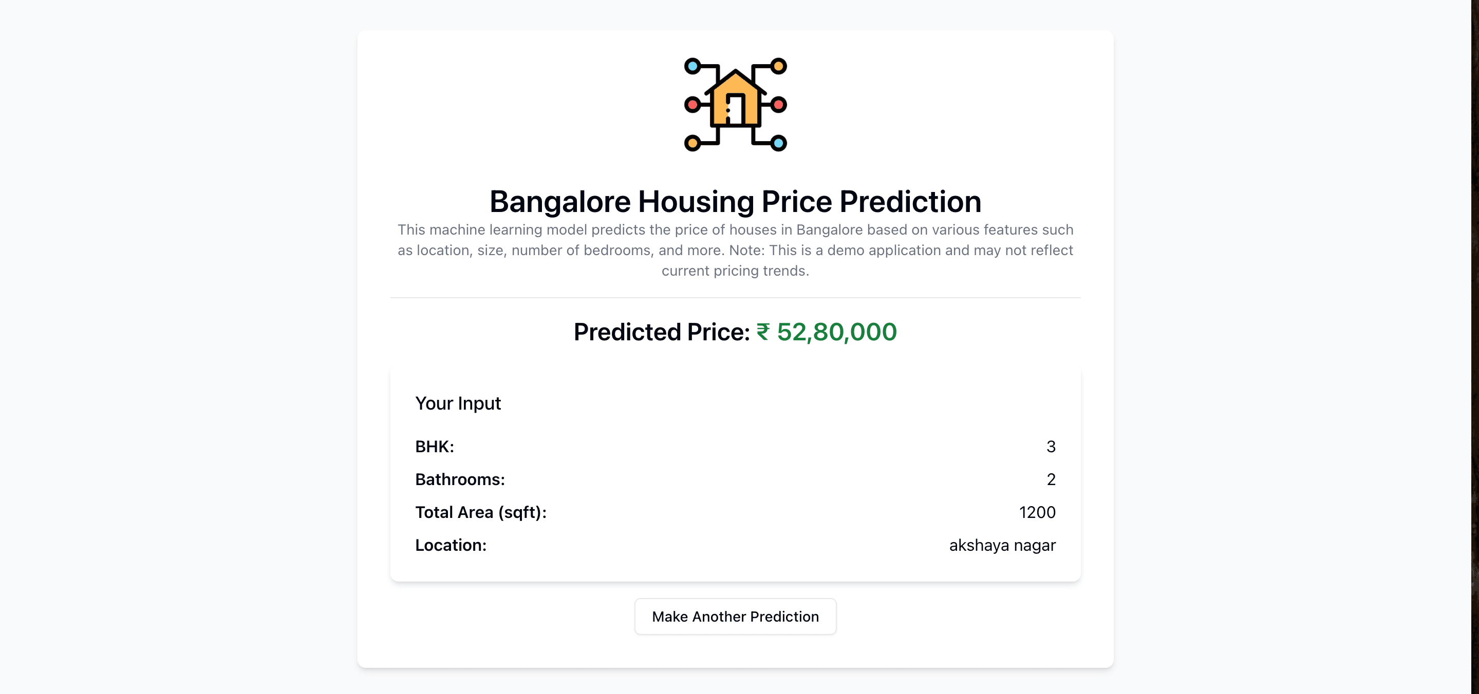 Bangalore House Price Prediction Screenshot 2
