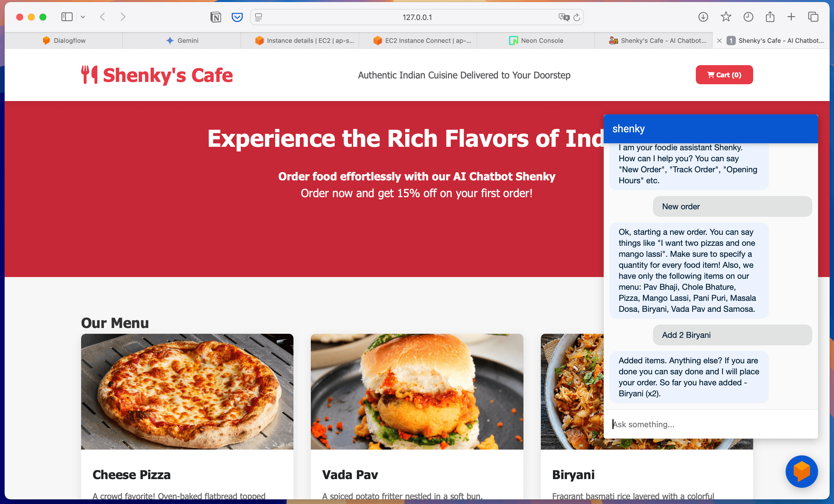 Shenky - An AI Chatbot for Food Ordering Screenshot 2