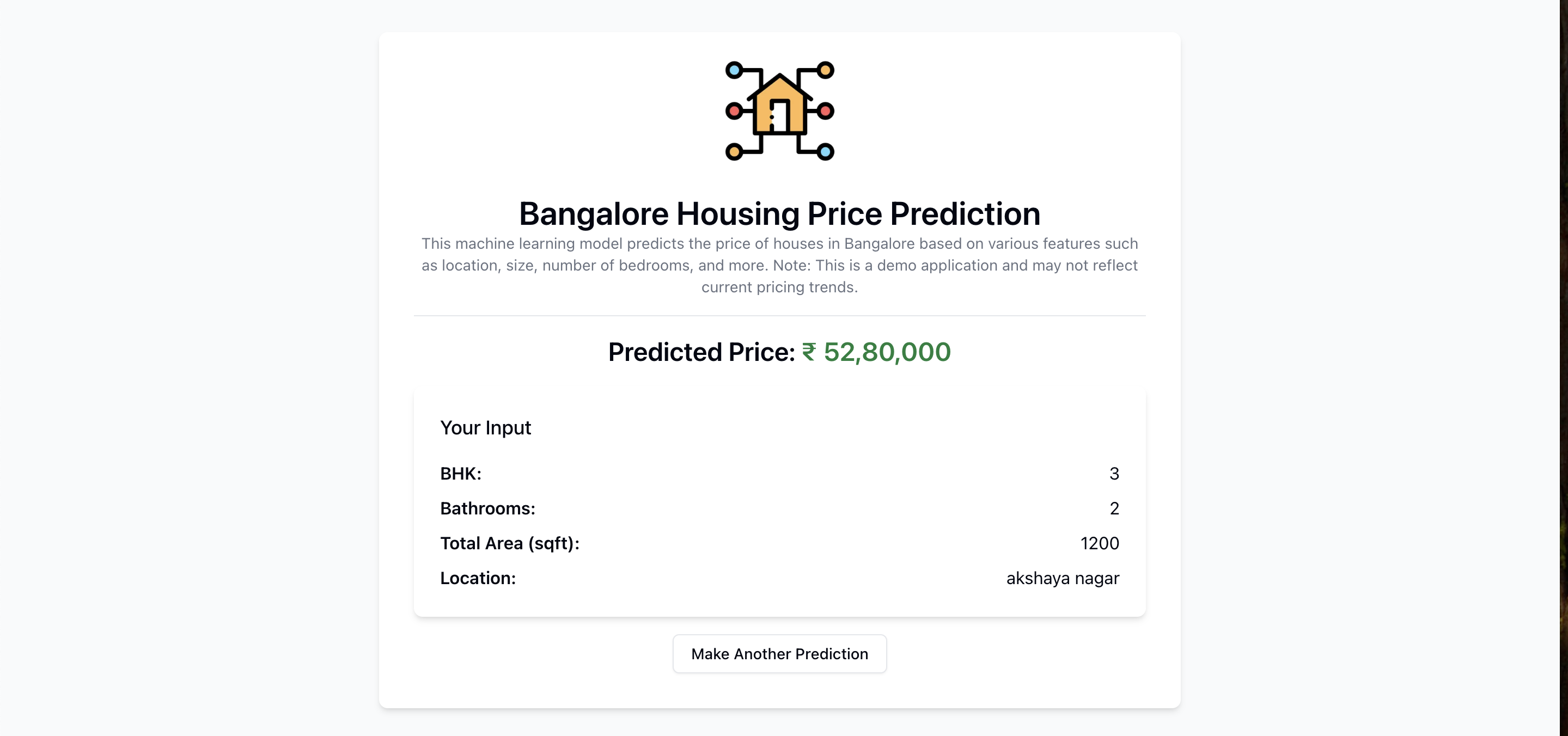 Bangalore House Price Prediction Screenshot 2