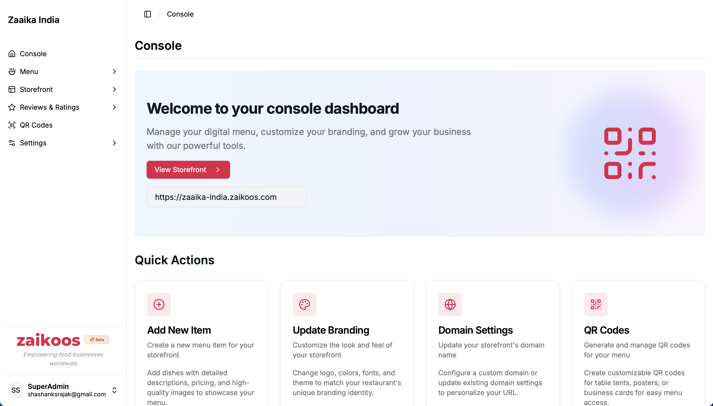 Zaikoos - Multi-tenant SaaS Platform for Restaurant Management Screenshot 2